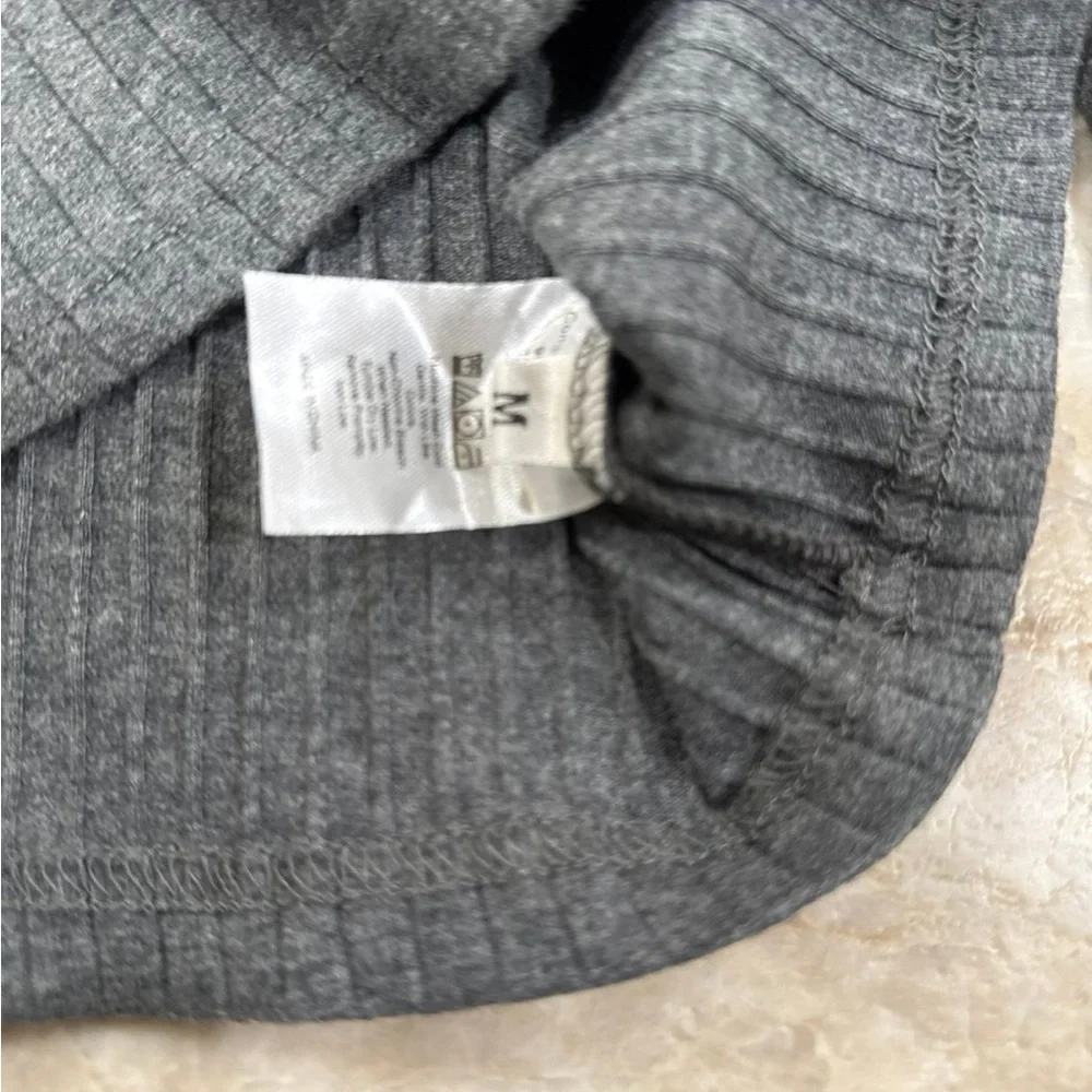 Gray Ribbed Off-Shoulder Top - Picture 2 of 3
